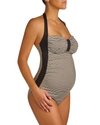 PEZ D'OR MATERNITY PALM SPRINGS KNITTED HALTER-NECK ONE-PIECE SWIMSUIT,PROD218350431