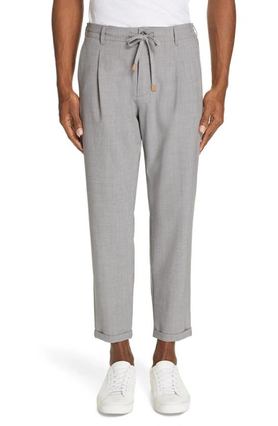 Eleventy Stretch Wool Jogger Dress Pants In Light Grey