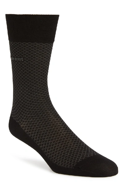 Hugo Boss Dean Micro Grid Dress Socks In Black