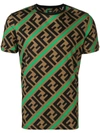 FENDI FENDI PRINTED FF LOGO T-SHIRT - BROWN