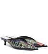 BALENCIAGA GRAFFITI KNIFE LEATHER MULES,P00362078