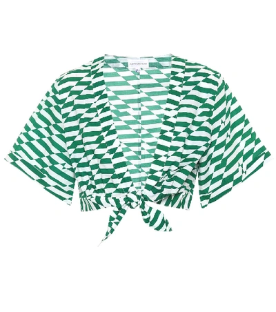 Alexandra Miro Sandy Printed Cotton Crop Top In Green
