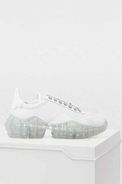 Jimmy Choo Diamond Low-top Leather Trainers In White