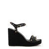 VALENTINO GARAVANI GARAVANI ROCKSTUD 120 BLACK LEATHER WEDGES,2867183