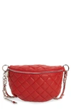 STEVE MADDEN QUILTED FAUX LEATHER FANNY PACK - RED,BMANDIE