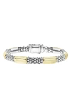 Lagos 18k Yellow Gold & Sterling Silver High Bar Station Bangle Bracelet In Silver/ Gold