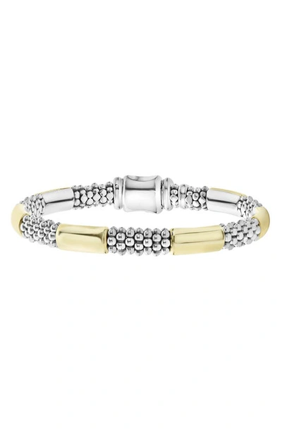 Lagos Signature Caviar High Bar Rope Bracelet In Metallic