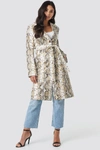 NA-KD Snake Printed PU Coat Beige