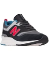 New Balance 997 Suede And Mesh Sneakers In Magnet/energy Red