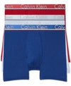 Calvin Klein Men's Comfort Microfiber Boxer Brief 3 Pack In Biking Red/dusty Blue/capsize