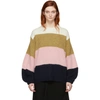 Acne Studios Kazia Oversized Striped Knitted Sweater In Pink/navy Multi