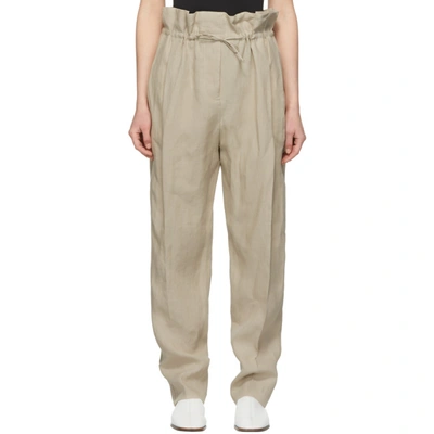 Acne Studios Paoli Pleated Linen Tapered Trousers In Beige