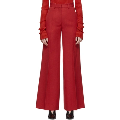 Victoria Beckham Wool High-waist Wide Leg Trousers In Red