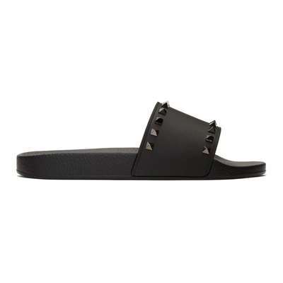 Valentino Garavani Rockstud Detail Slides In Black