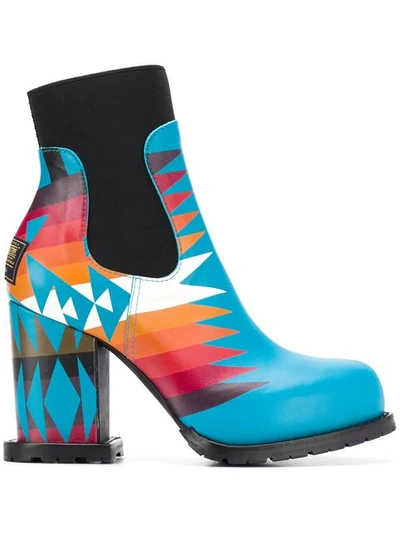 Sacai Platform Ankle Boots In Blue