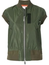 Sacai Khaki Nylon Twill Mix Vest In Green