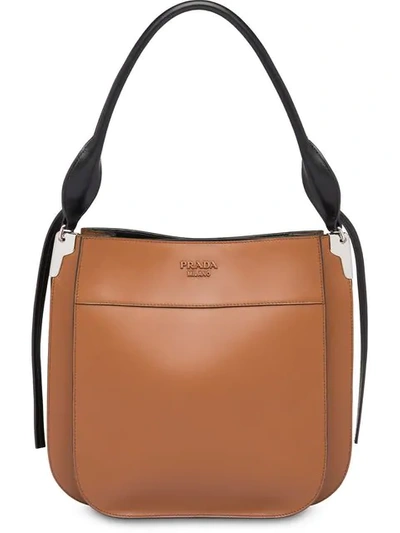 Prada Medium Margit City Leather Bag In Brown