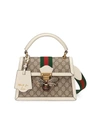 Gucci Queen Margaret Textured Leather-trimmed Printed Coated-canvas Tote In Beige
