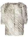 SEE BY CHLOÉ SEE BY CHLOÉ STRIPED RUCHED NECK BLOUSE - 棕色