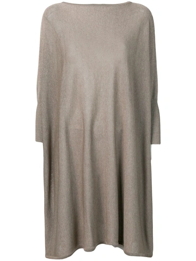Sartorial Monk Knitted Jumper Drape Dress - 灰色 In Grey