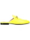 Gucci Neon Leather Horsebit Mules In Fluorescent Yellow Leather