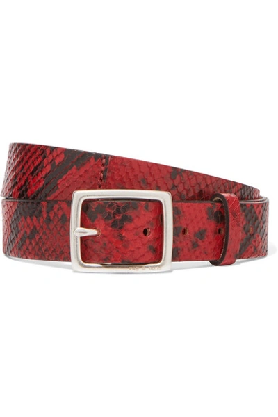 Rag & Bone Boyfriend Snake Embossed Leather Belt In Red