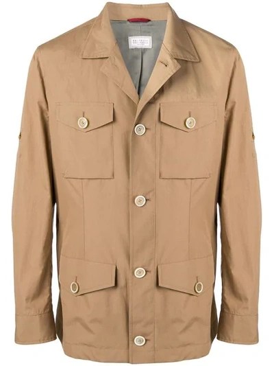 Brunello Cucinelli Buttoned Safari Jacket In Neutrals