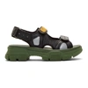 GUCCI GUCCI BLACK AND GREEN AGURU CHUNKY SANDALS