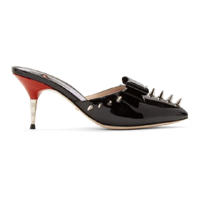 Gucci Mid-heel Patent Leather Mules In Black