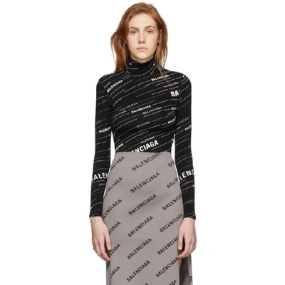 Balenciaga Printed Stretch-jersey Top In Black