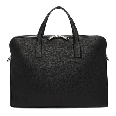 Hugo Boss Crosstown Full-grain Leather Briefcase In Black