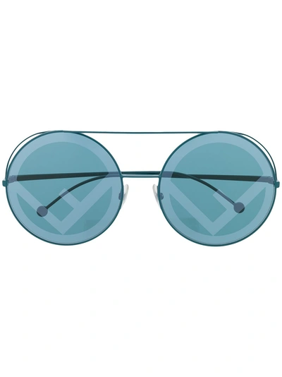 Fendi Eyewear Round Shaped Sunglasses - 蓝色 In Multi