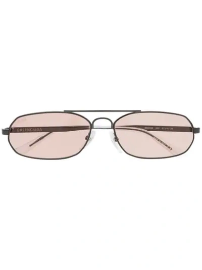 Balenciaga Women's Brow Bar Rectangular Sunglasses, 61mm In Gunmetal/brown