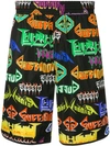 GUCCI METAL LOGO PRINTED SWIM SHORTS