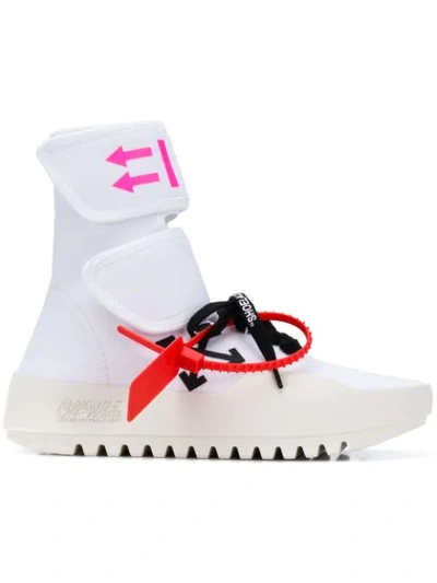 Off-white Moto Wrap High-top Knit Trainers In White