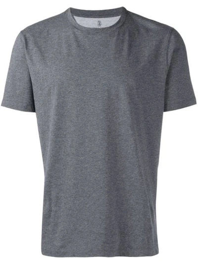 Brunello Cucinelli V-neck Relaxed-fit T-shirt In Lead