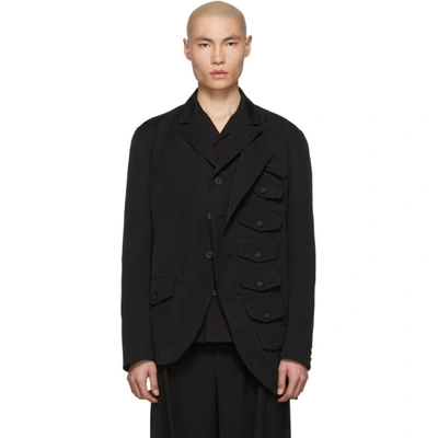 Yohji Yamamoto Asymmetric Layered Blazer In Black