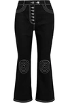ELLERY ELLERY WOMAN ORPHISM EMBROIDERED HIGH-RISE KICK-FLARE JEANS BLACK,3074457345619841722