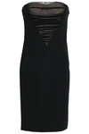ALEXANDER WANG ALEXANDER WANG WOMAN STRAPLESS RUCHED TULLE-PANELED STRETCH-CREPE MINI DRESS BLACK,3074457345620282835