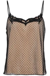 ALEXANDER WANG WOMAN SILK SATIN-TRIMMED POINT D'ESPRIT CAMISOLE BLACK,GB 272216334397484