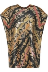 TOME WOMAN PRINTED SILK-BLEND LAMÉ TOP GOLD,GB 963761654627