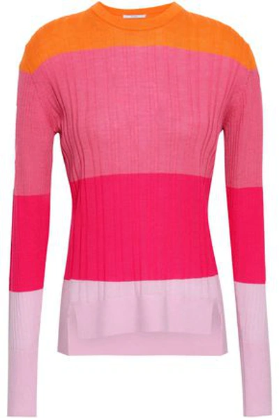 Tome Woman Colour-block Merino Wool, Silk And Cashmere-blend Jumper Pink
