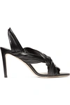 JIMMY CHOO Leila 85 knotted leather slingback sandals