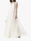 Giambattista Valli Cap Sleeve Lace Insert Empire Line Maxi Dress In White