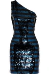 RTA RTA WOMAN ONE-SHOULDER STRIPED SEQUINED CREPE MINI DRESS MULTICOLOR,3074457345620242319