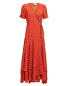 Alexis Sundara Printed Short-sleeve Wrap Dress In Orange