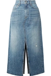 RAG & BONE CLYDE DISTRESSED DENIM MIDI SKIRT