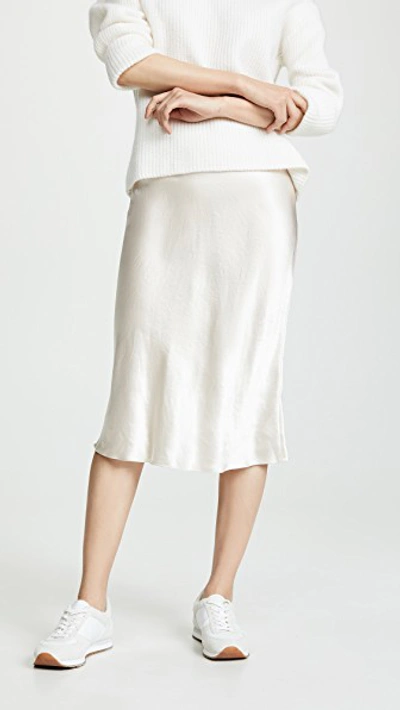 Vince Black High-waisted Satin Skirt In White