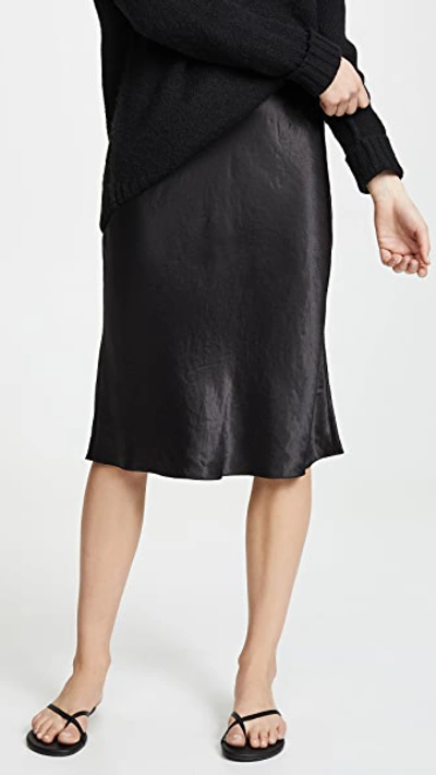 VINCE SLIP SKIRT BLACK,VINCE50175