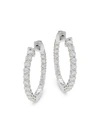 SAKS FIFTH AVENUE 14K White Gold Diamond Hinged Hoop Earrings
